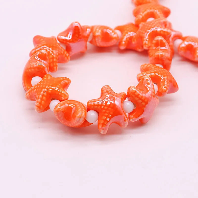 Colorful Starfish Ceramic Beads For Jewelry Making Necklace Bracelet 18x10mm Multicolor Porcelain DIY Bead Jewelry Making