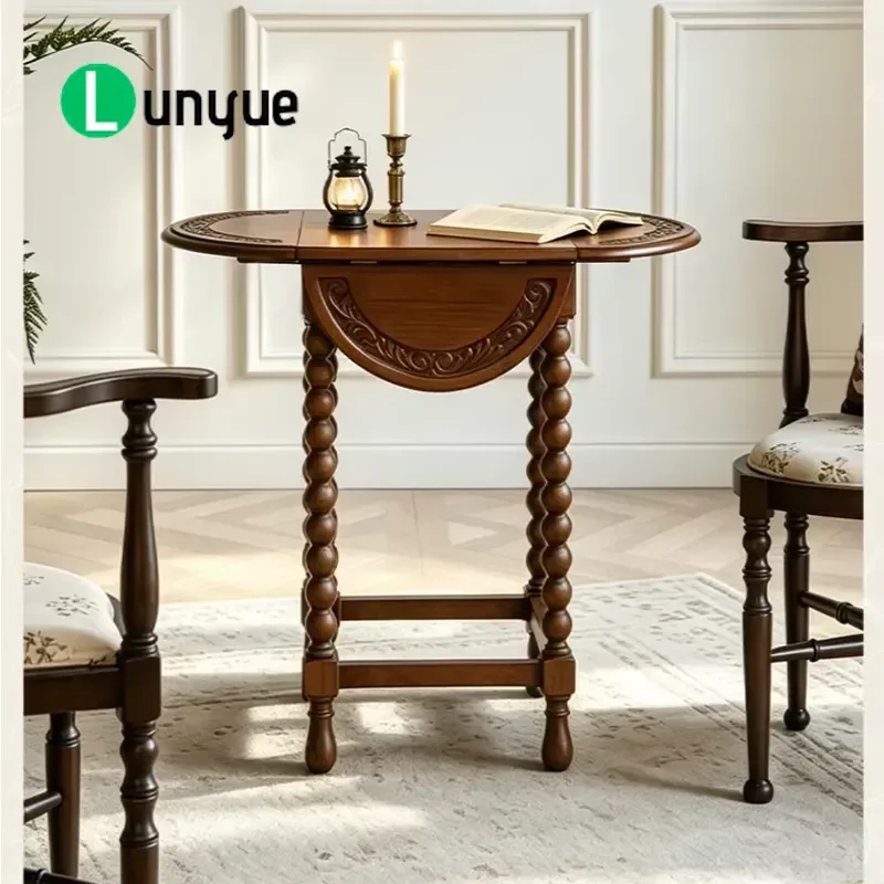 Modern French Style Durable Solid Wood Side Table Coffee Table for Living Room Furniture Sturdy Natural Finish Home Decor