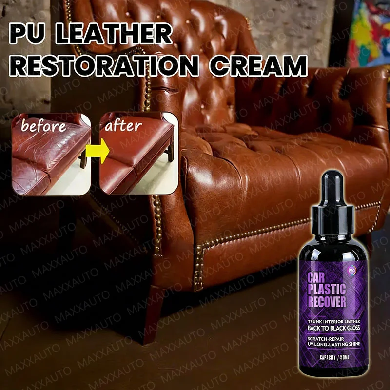 Furniture Sofa Leather Scratch Repair & Enhancer Wax Coating Agent Plastic Back To Black Shine Gloss Long-Lasting Polish Care﻿