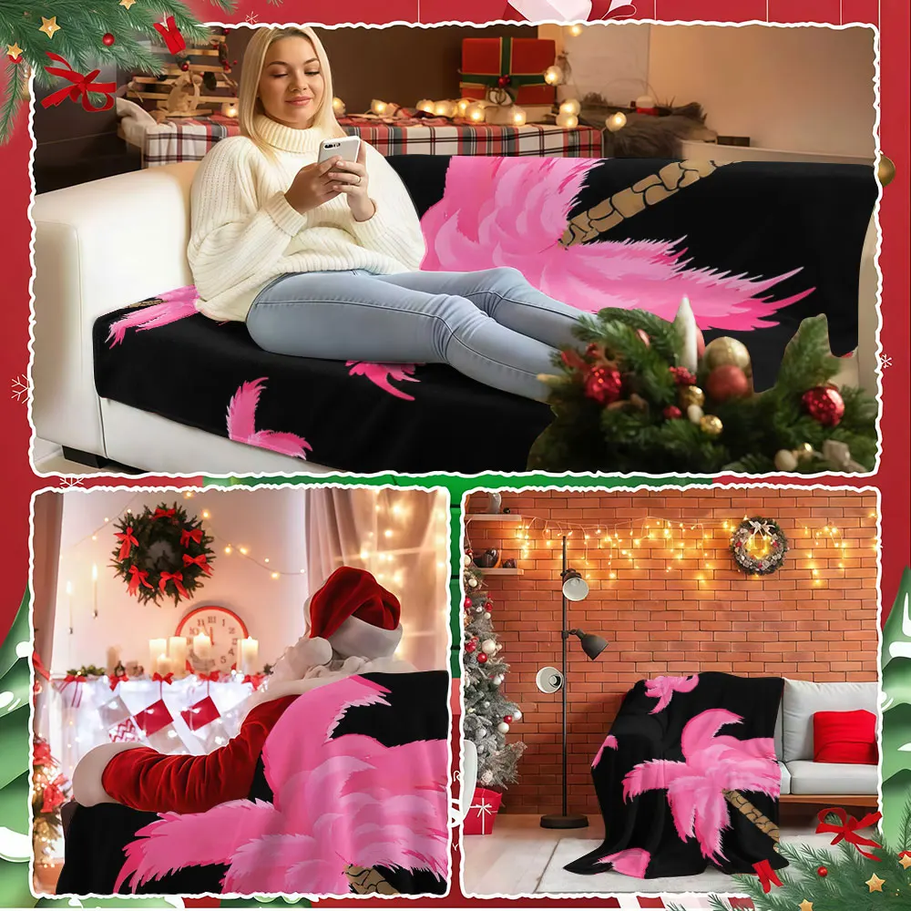Pink Palm Paradise Winter Summer Flannel Blanket Throw Fleece Soft Fuzzy Plush Cozy Fleece Blankets for Sofa Ideal Gifts