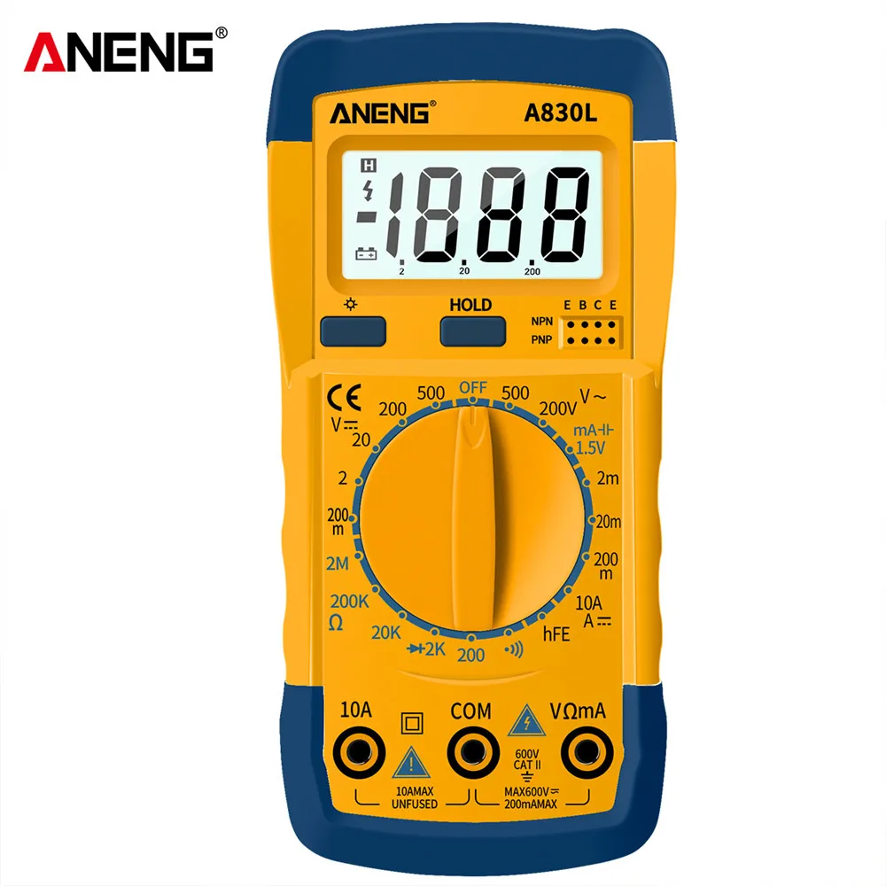 A830L woltomierz LCD amperomierz cyfrowy multimetr DC dioda rezystancyjna napięcie AC Multitester ręczny zakres elektryka narzędzia