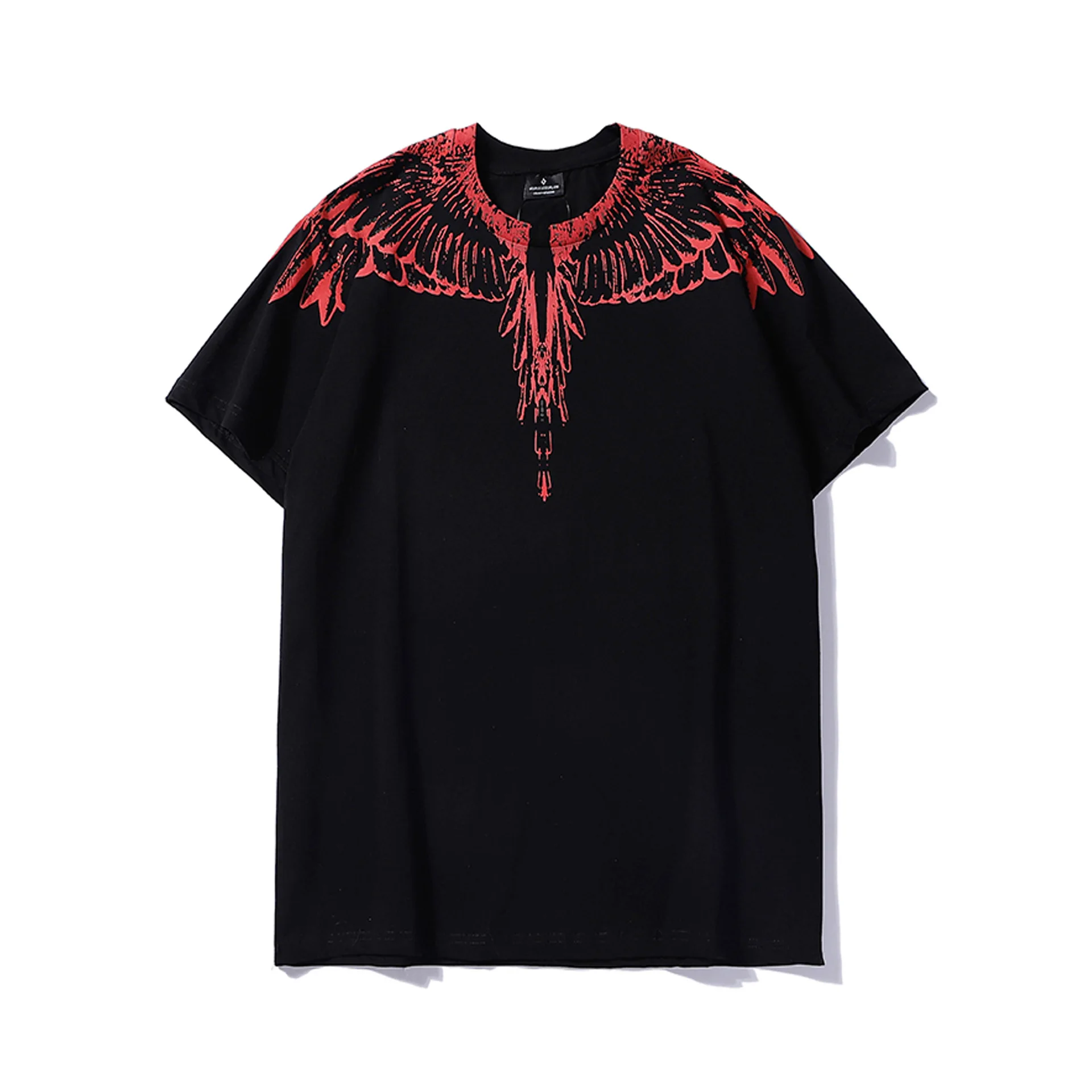 

Marcelo Burlon 26SS High-Quality Short-Sleeved Classic Phantom Wings T-Shirt - Colorful Feathers Lightning Water Drops Couple