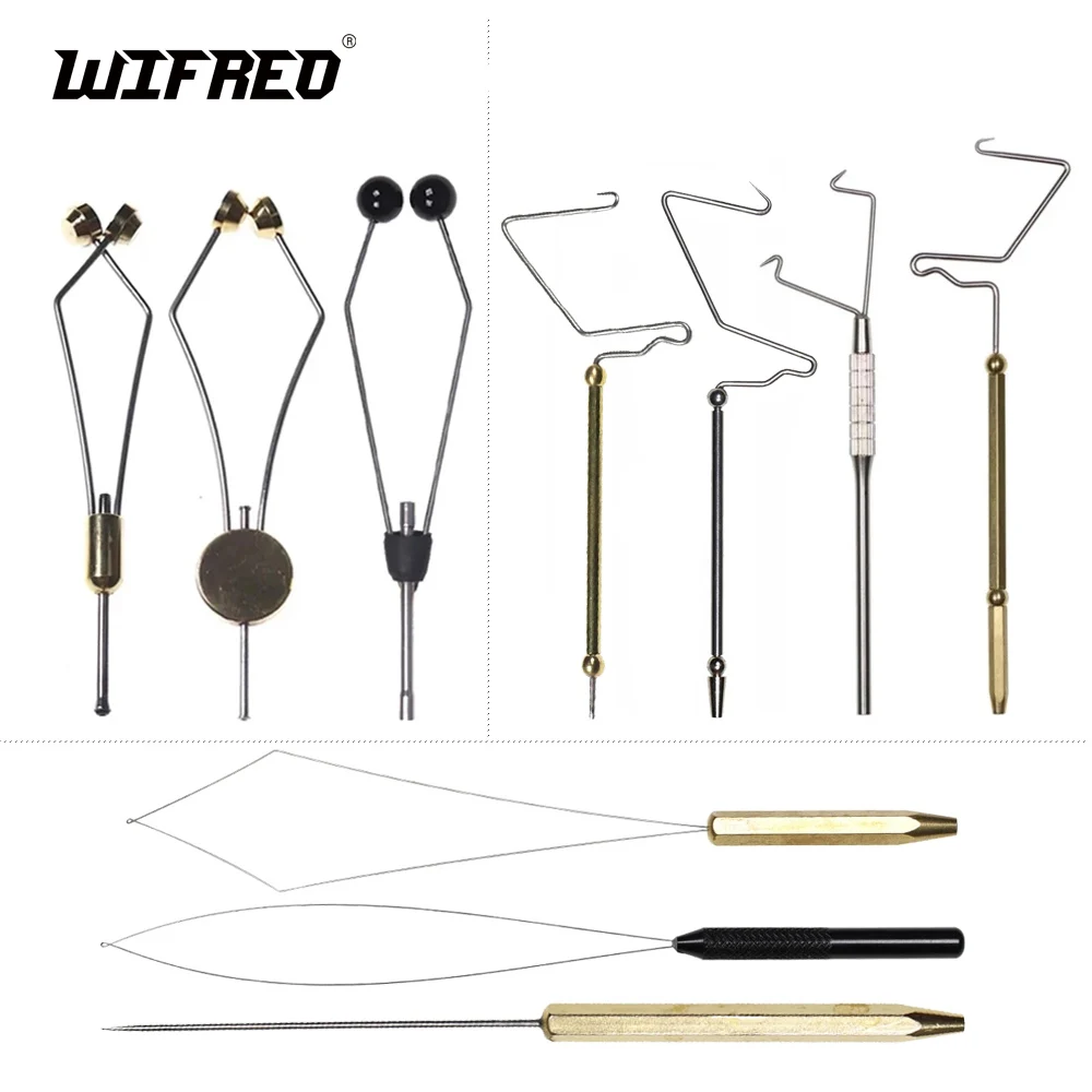 Wifreo Fly Tying Bobbin Thread Holder Whip Finisher Bobbin Threader Bodkin Dubbing Needle Scissors Steel Combo Fly Tying Tools