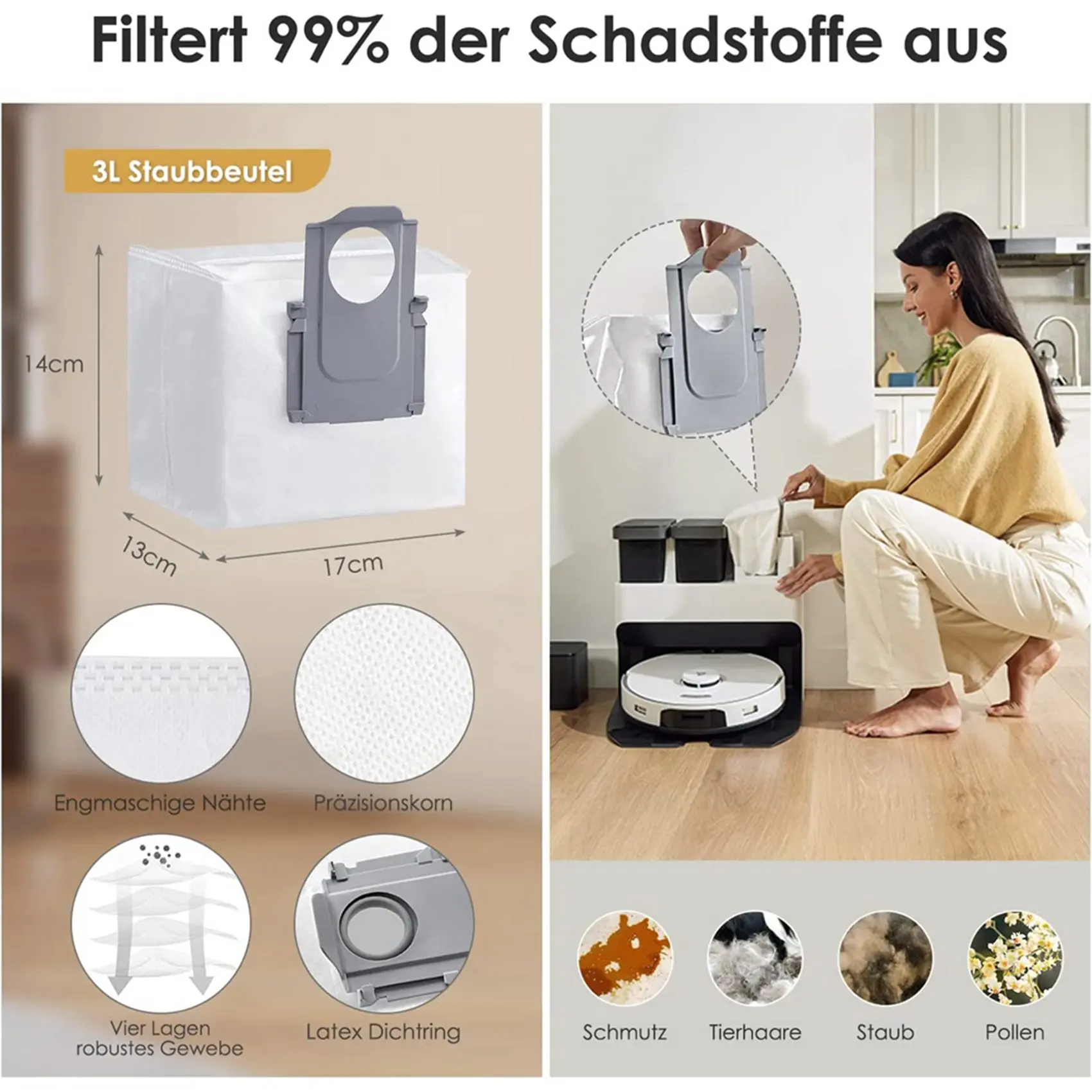 مجموعة ملحقات ABZA لـ Roborock S7 Pro Ultra/S7 Maxv Ultra، 12 × أكياس غبار، ملحقات المكنسة الكهربائية ذات الفرشاة الدوارة الرئيسية