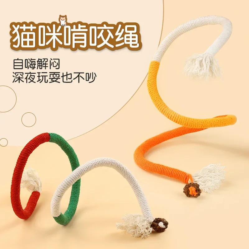 Cat String Toy Interactive Cat Scratcher Cotton Rope Toy Bite-resistant Chewing Teething Cat Toy pet Teaser Wand String Rope