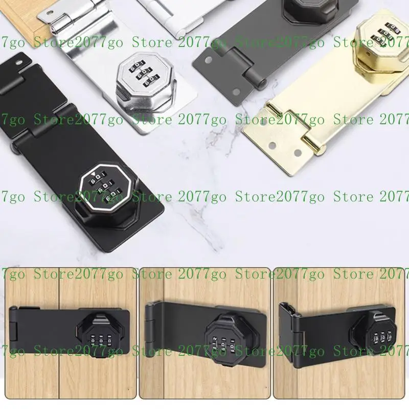 

Y1UD Combination Lock Hasp 5inch Metal Security Latches Not Drilling Required Metal Security Hasp for Cabinets & Small Door