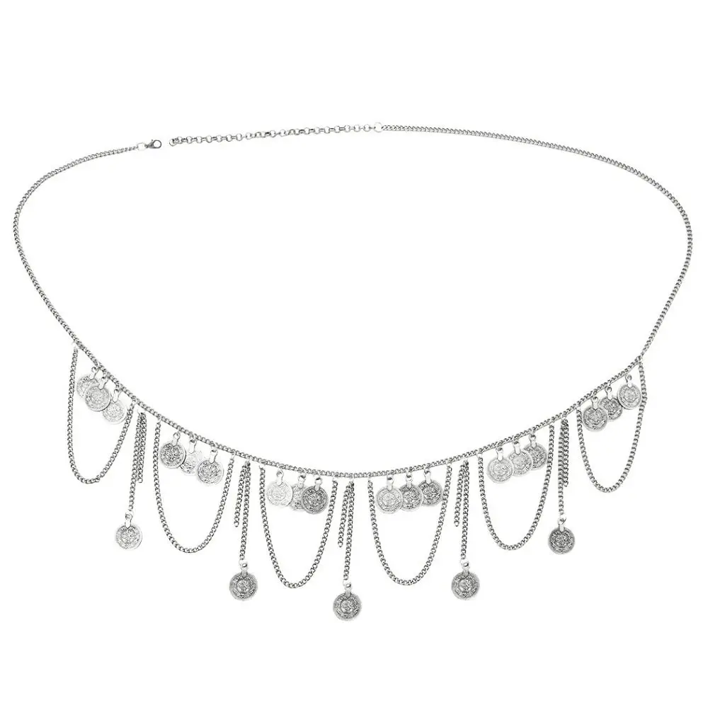 موضة عملة قلادة معدنية الجسم سلسلة مجوهرات حزام شرابة الخصر سلسلة العرقية نمط البوهيمي نمط الرقص الشرقي الجسم سلسلة الشاطئ #3