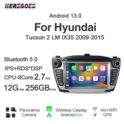 Radio con GPS para coche, reproductor con Android 13, 8G + 256G, Carplay, Bluetooth, 4G, LTE, Wifi, para Hyundai Tucson IX35, 2009-2015