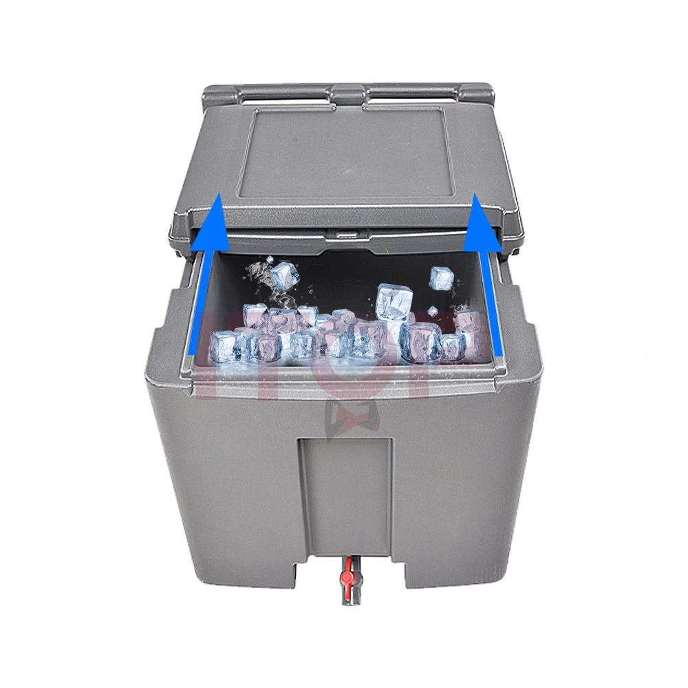 

110L Ice Box Storage Bin Moveable Ice Caddy With Wheels Hotel Restaurant Facility Insulated Cold Food Trolley Sliding Ice Caddy