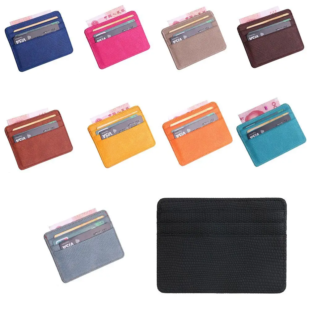 สไตล์ธุรกิจ 4 ช่องใส่การ์ด Lizard Texture ID Card Case กระเป๋าสตางค์ผู้ถือบัตรเครดิตผู้ถือบัตร