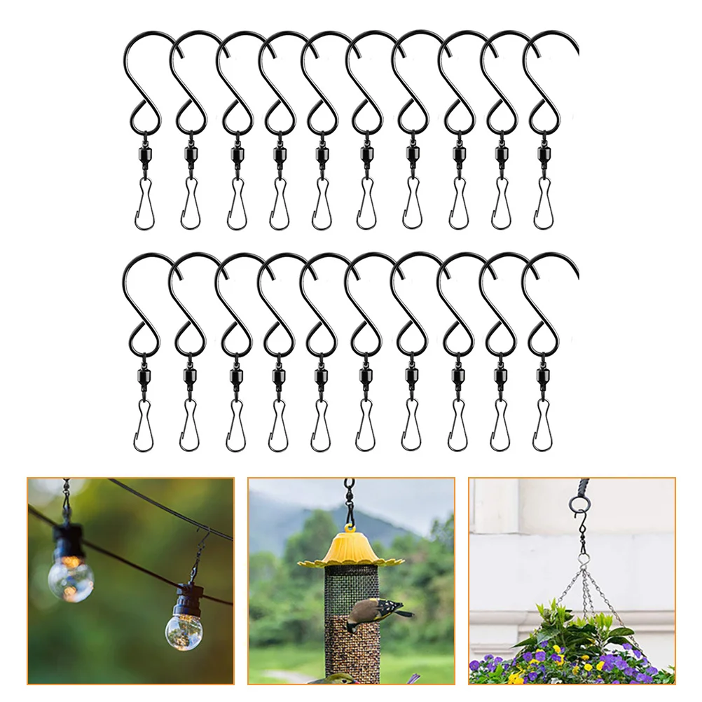 20 Pcs Swivel Hook Bird Feeder Swivels Clips Wind Chimes Dual Hanging Spiral Hooks