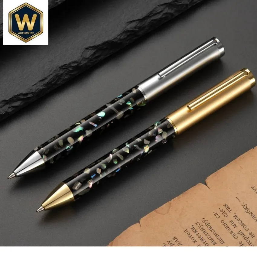 Rotating Shell Carving Metal Ballpoint Pen - Mother Of Pearl Craft, High-end Business Advertising Gift Pen