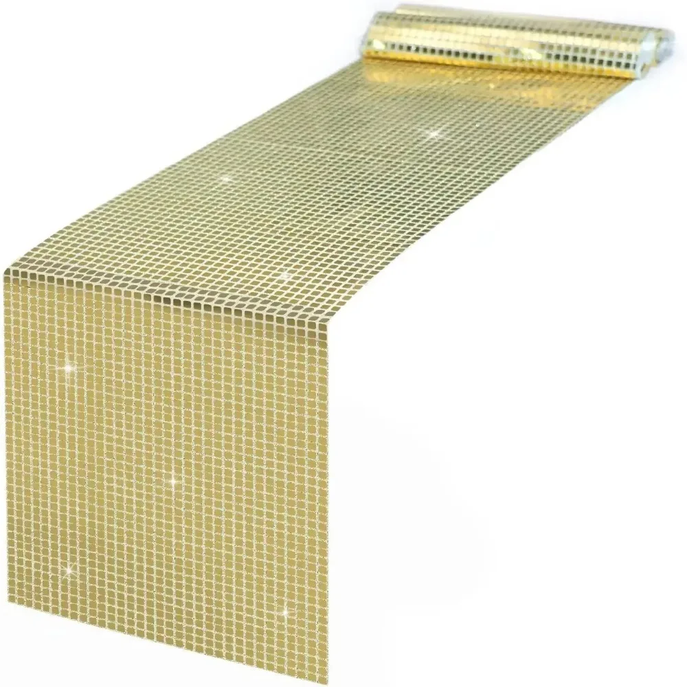 

Unique Glitter Disco Table Runner Sequin European Style Table Cover Mirror Design Dining Table Decoration Christmas