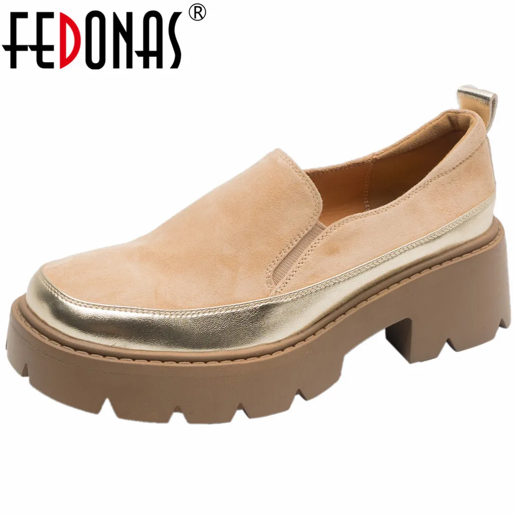 FEDONAS Mixed Colors Fashion Women Pumps Platforms Loafers Genuine Leather Spring Summer Casual Working Round Toe Shoes Woman