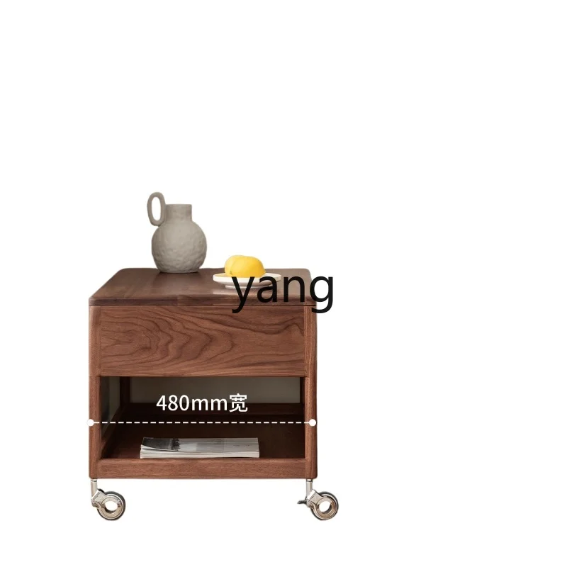 

TGF black walnut lifting coffee table solid wood mobile tea table household living room small apartment