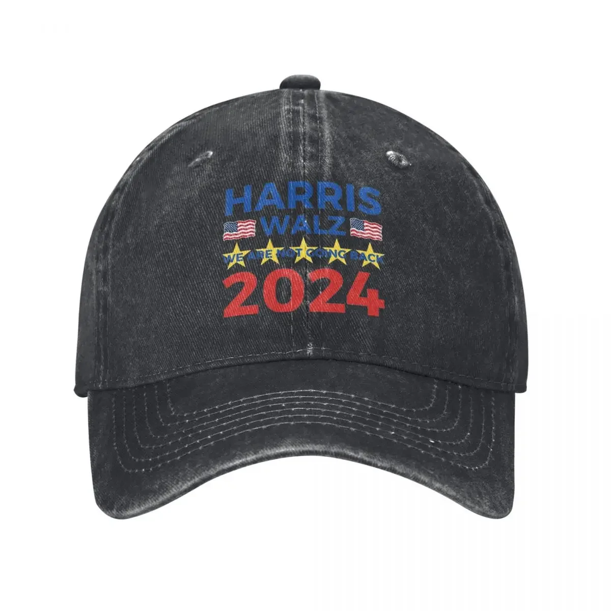 Fashion Harris Walz 2024 Election Baseball Cap Men Women Distressed Cotton Sun Cap We Are Not Going Back Outdoor All Seasons Cap