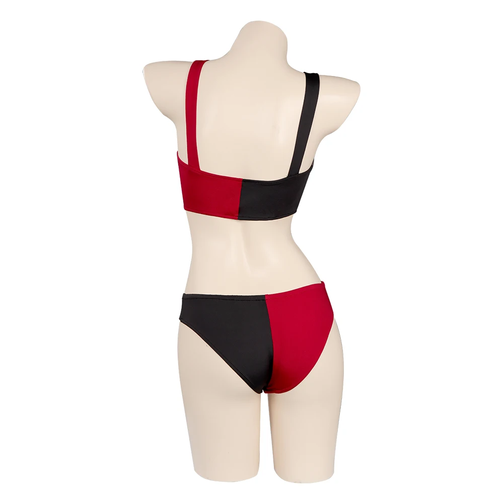 Quinzel Cosplay Costume para o Halloween, duas peças Swimwear, roupas, terno do carnaval