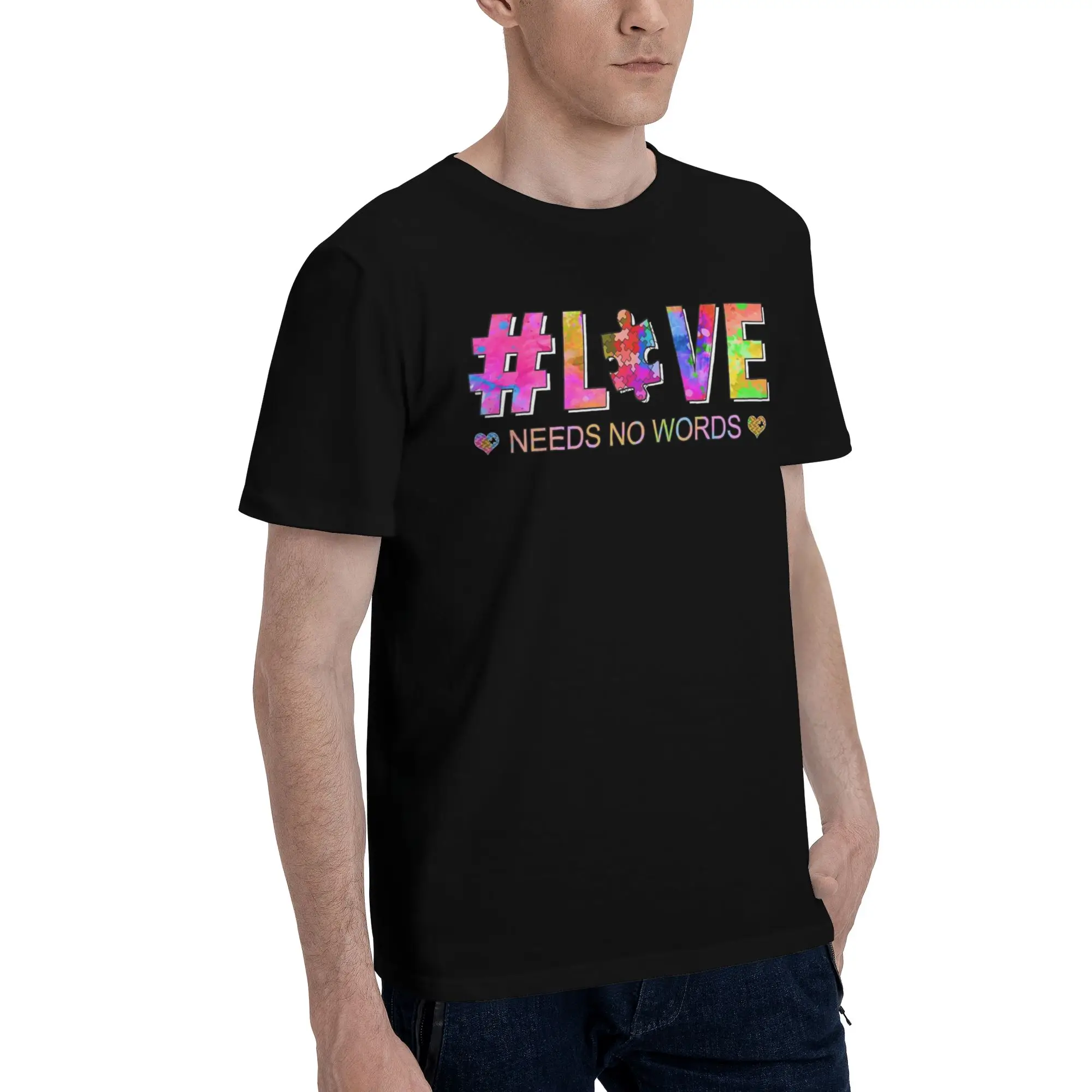 Men Women Graphic Printing Autism Awareness Respect Love Support   Tee T Shirt Pure Cotton  T-shirts Clothing