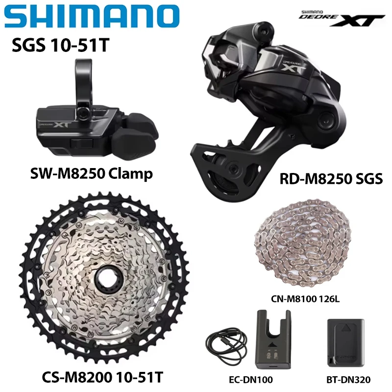 

Новая беспроводная электронная система переключения передач SHIMANO Deore XT Di2 M8250 12 скоростей SW RD-M8250 SGS GS CS-M8200 10-51T 9-45T для горного велосипеда