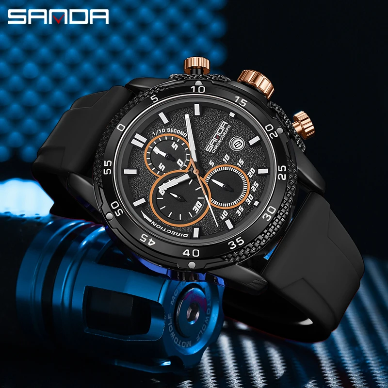 SANDA Casual Fashion Men Watch Luxury Waterproof Luminous Chronograph Date Man Wristwatch Military Quartz Men\'s Watches 5314