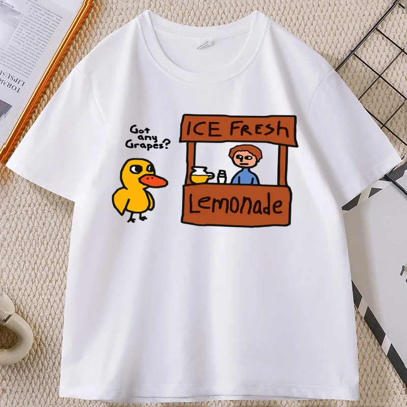 Got Any Grapes Duck Ice Fresh Lemonade Funny T-Shirt Causal Cotton Short Sleeve Round Neck Tshirt The Duck Song T-Shirts Clothes