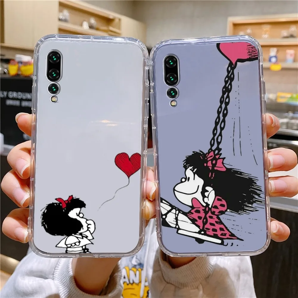 M-mafalda Girl Phone Case For Xiaomi 11 Redmi Note 11 5G 8T 9A 9 10T Note8Pro Note9 12SUltra Transparent Case