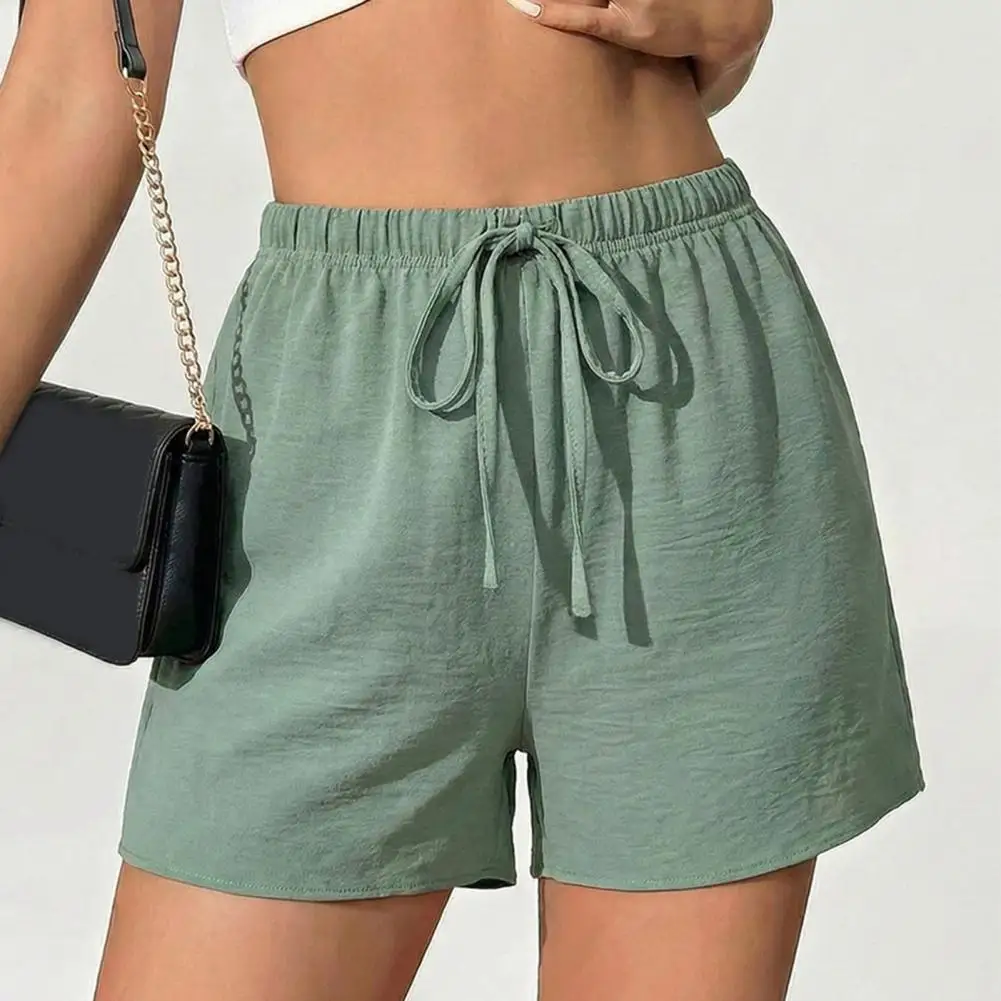 

2026 Shorts for Women Summer Casual Elastic High Waisted Lounge Shorts Wide Leg Drawstring Beach Cooling Summer Shorts