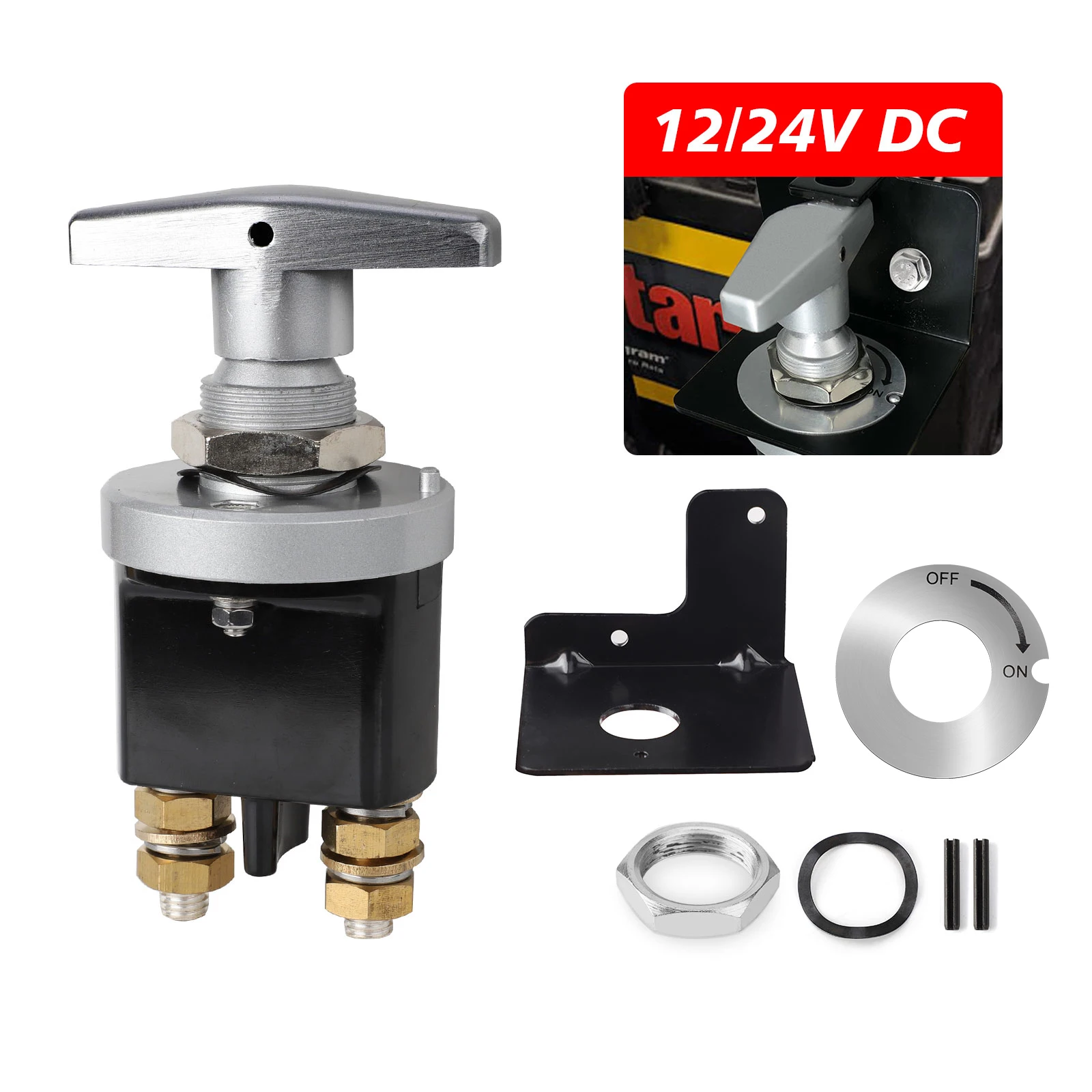 For RV Camper Van Truck Boat  250A Heavy Duty Battery Kill Mass Switch Battery Circuit Cutter Disconnecter Isolator With Keyhole