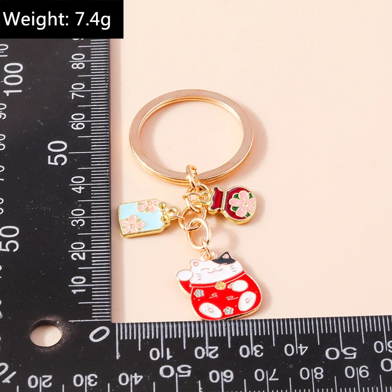 Aihua Niedlicher Glückskatzen-Schlüsselanhänger, Glücksbringer-Schlüsselring-Anhänger für Freunde, Liebhaber, Souvenir-Geschenk – Detail 10