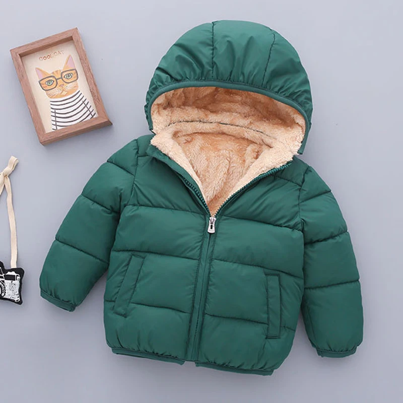 Winter Baby Kids Fleece Jacket For Children Cartoon Coats Autumn Boys Warm Hooded Down Jackets Girls Plush Warm Outerwear