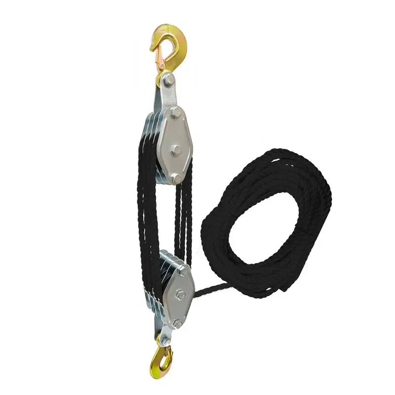 

Rope Hoist Pulley System 5:1 Lifting Power 3/8 Rope Hoist Pulley 2200 Lbs Breaking Strength Heavy Duty Pulley System Rope Pulley