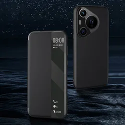 Genuine Leather Case For Huawei Pura 70 Pro Plus Case Intelligent Window View Cover For Huawei Pura 70 Ultra Phone Protector