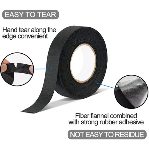 Imagen 2 del producto Arnés de cables de 15/25M, cinta adhesiva de tela automotriz, cinta eléctrica de tela a prueba de calor de alta resistencia al ruido para envolver cableado