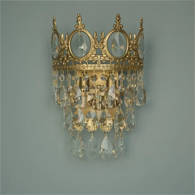 Modern Luxury Chandelier LED Crystal Vintage French Pendant Light for Living Bedroom Golden Crown Lamp Indoor Lighting