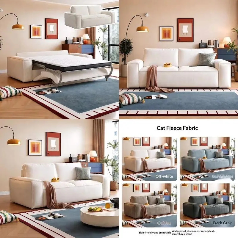 for Cube-shaped metal frame sofa bed two-in-one design, suitable for small living rooms and study rooms, double-sided use,