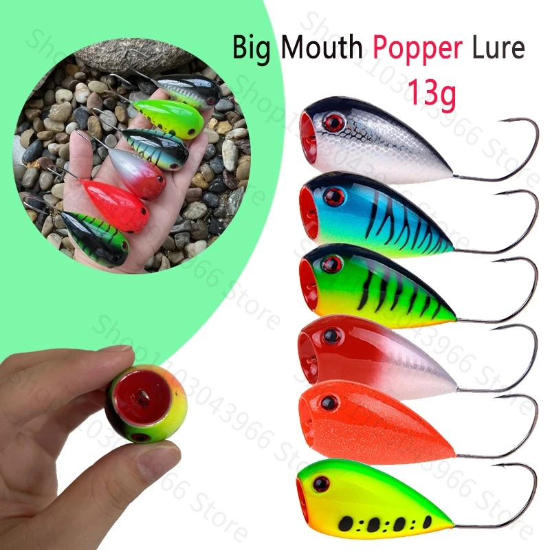 1/6 stücke Big Mouth Popper Köder Topwater Splash Harten Köder Wobbler Schwimmende Wobbler Künstliche Harten Köder Fisch mit Einzel Haken – Detail 1
