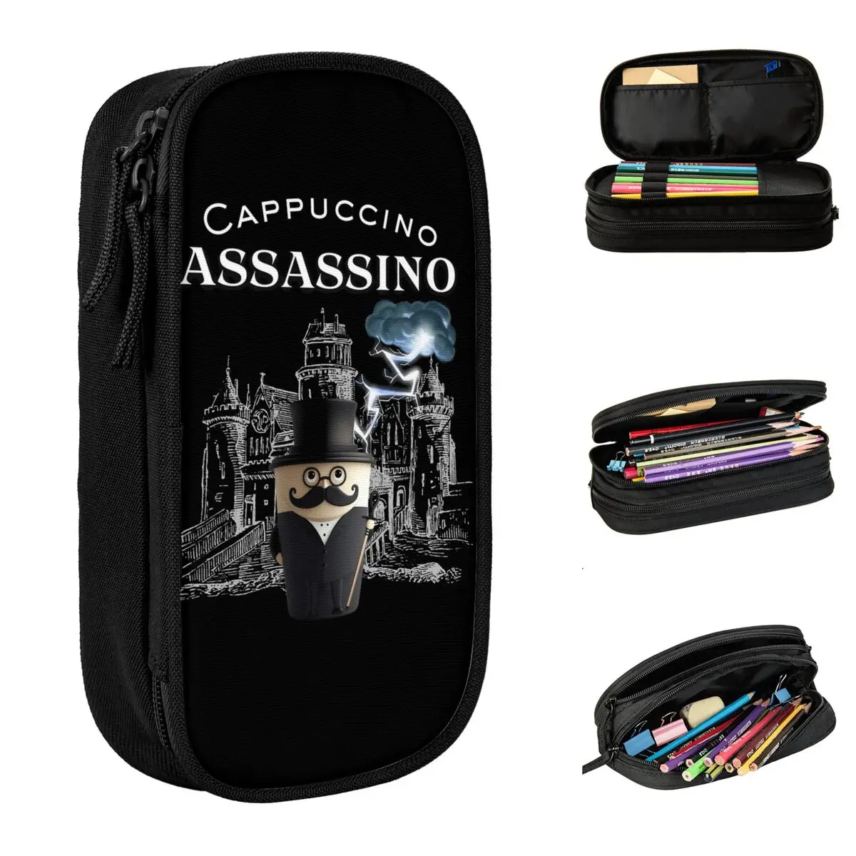 

Fashion Cappuccino Assassino Coffee Lover Pencil Cases Italian Brainrot Pencilcases Pen Girl Boy Big Bag School Supplies Gifts