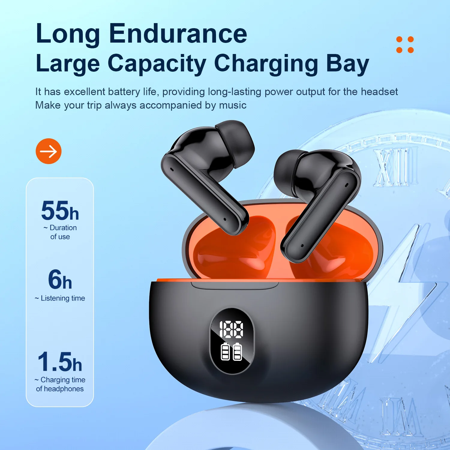 Bluetooth headphones 5.3 new material sound unit, extreme lossless sound quality, ultra-long battery life screen display