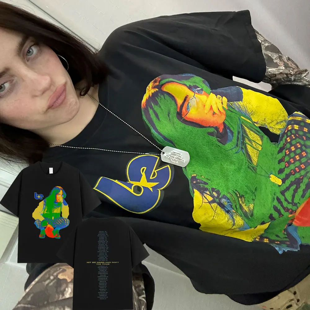 

Футболка Hit Me Hard and Soft Tour 2025 Merch, подарок для фанатов, мужские и женские модные футболки в стиле хип-хоп, хлопковые футболки большого размера с короткими рукавами