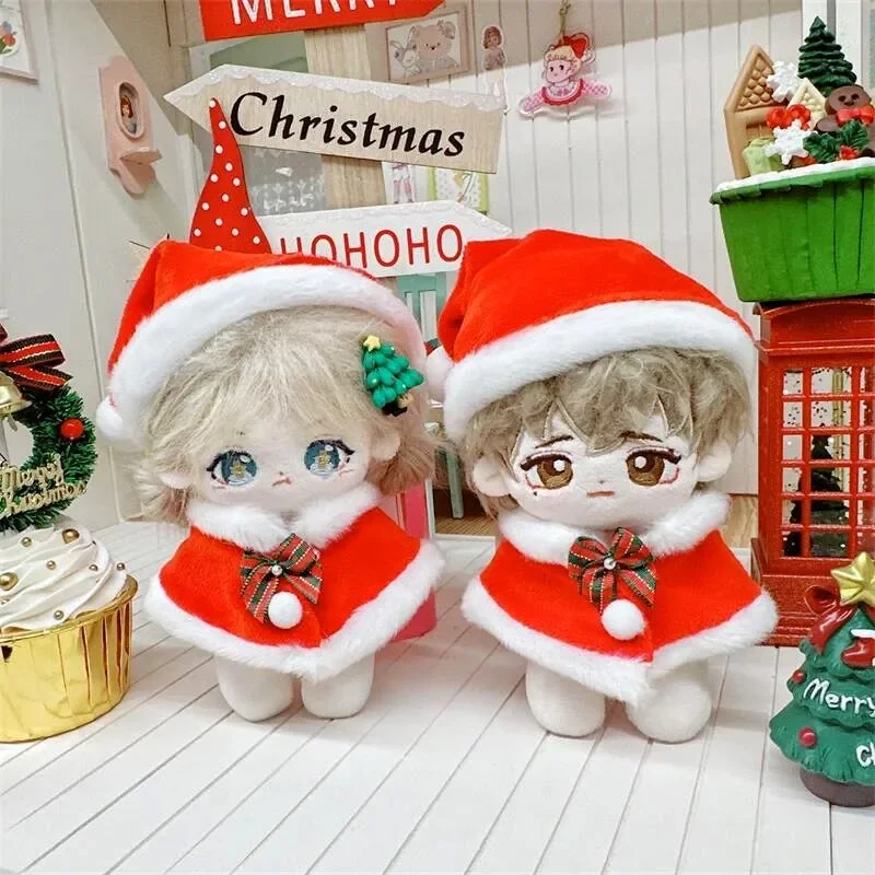 10cm Doll Clothes Plush Christmas Hat +Cape Dress Up Doll Accessories Changing Dressing Game Fans Gift Toys in Stock