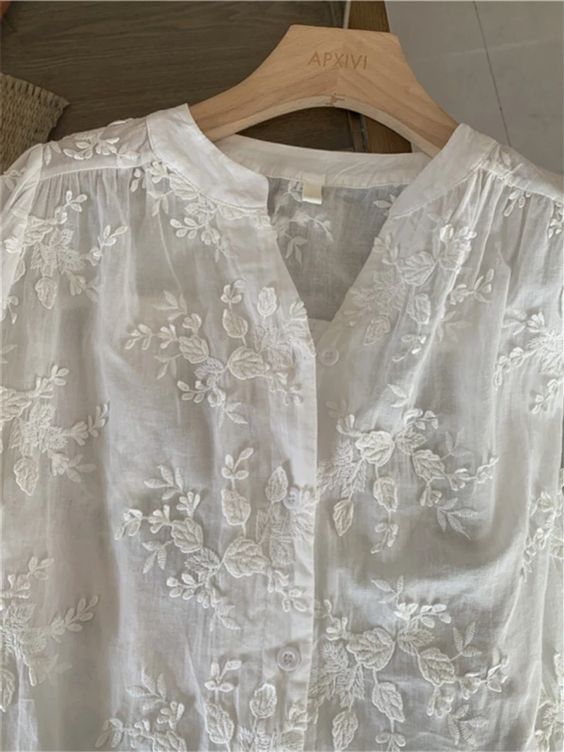 Blusa holgada de chifón para mujer, camisa elegante de manga larga, color blanco, Estilo Vintage, para verano y primavera