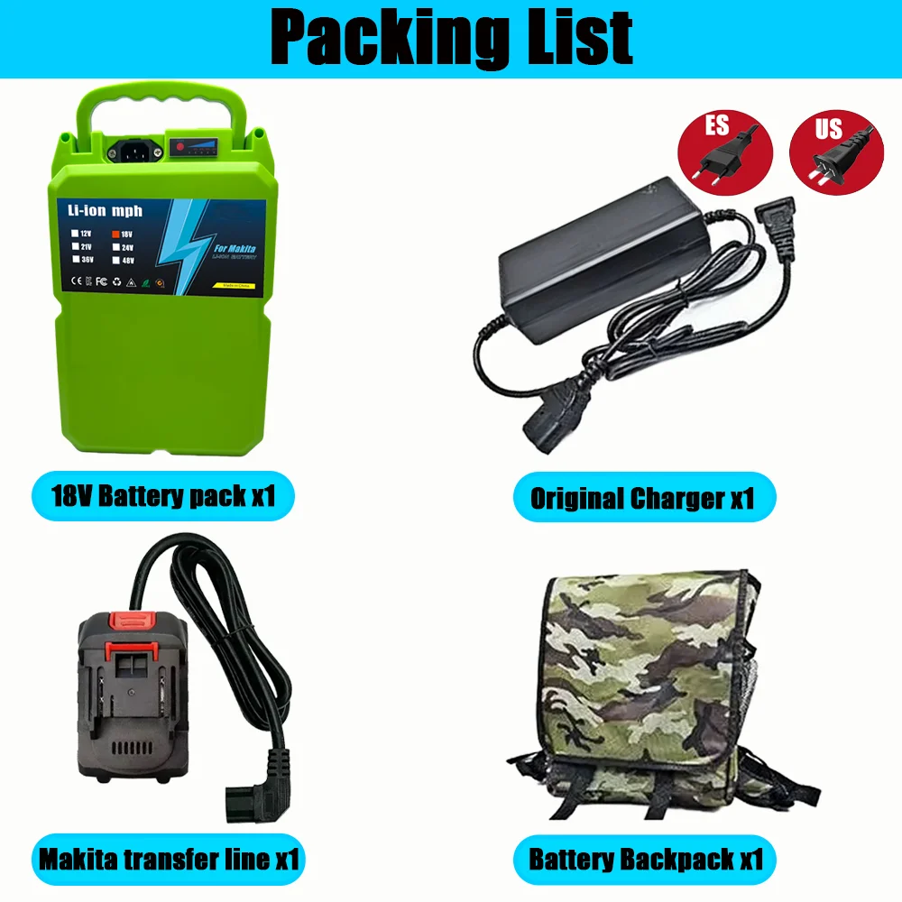 

18V 90Ah For Makita Angle Grinder,Cordless Impact Wrench,Brushless Electric Blower electric chainsaw Rechargeable batteries Pack