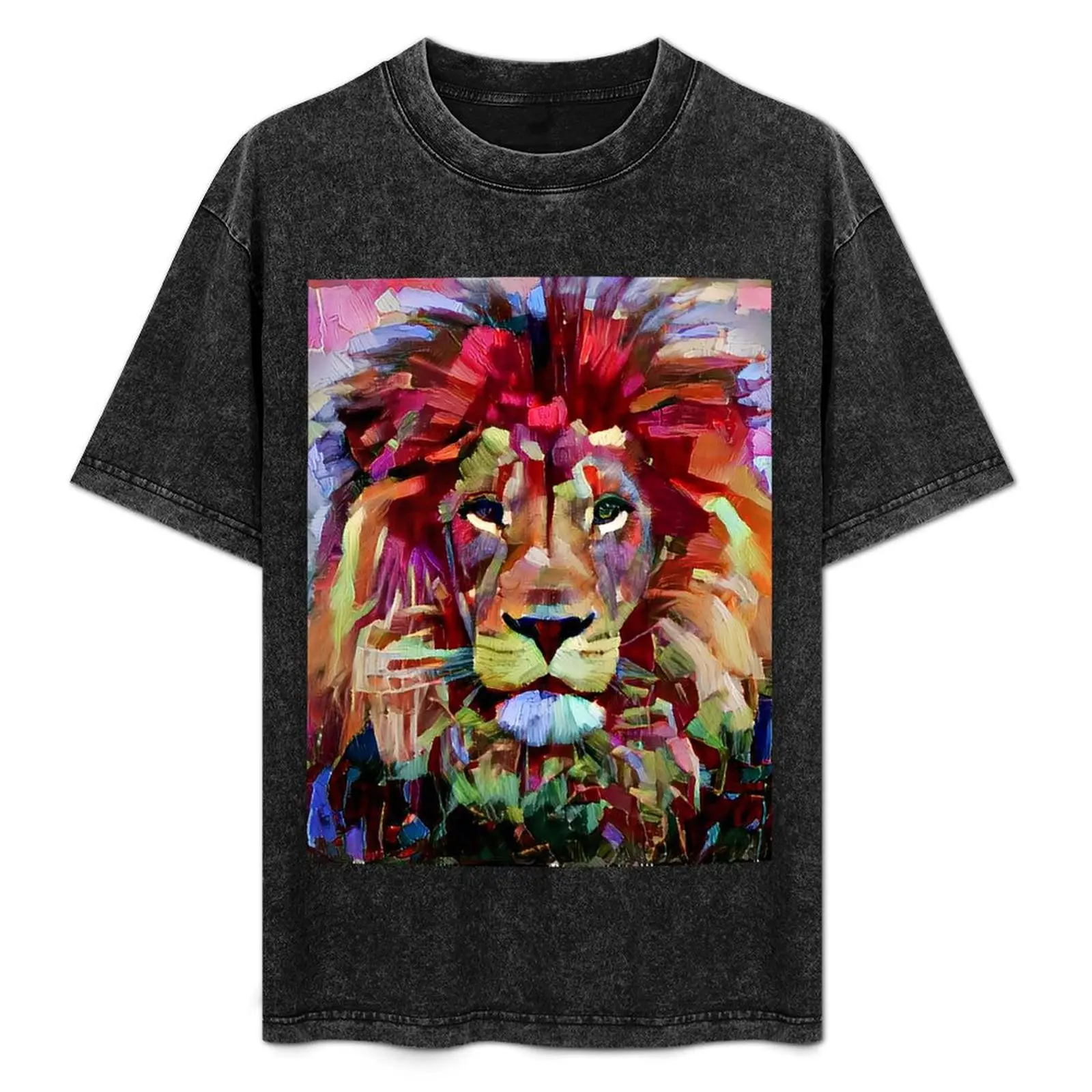 

Colorful Lion Painting T-Shirt plus size clothes heavyweights aesthetic clothes heavy weight t shirts for men