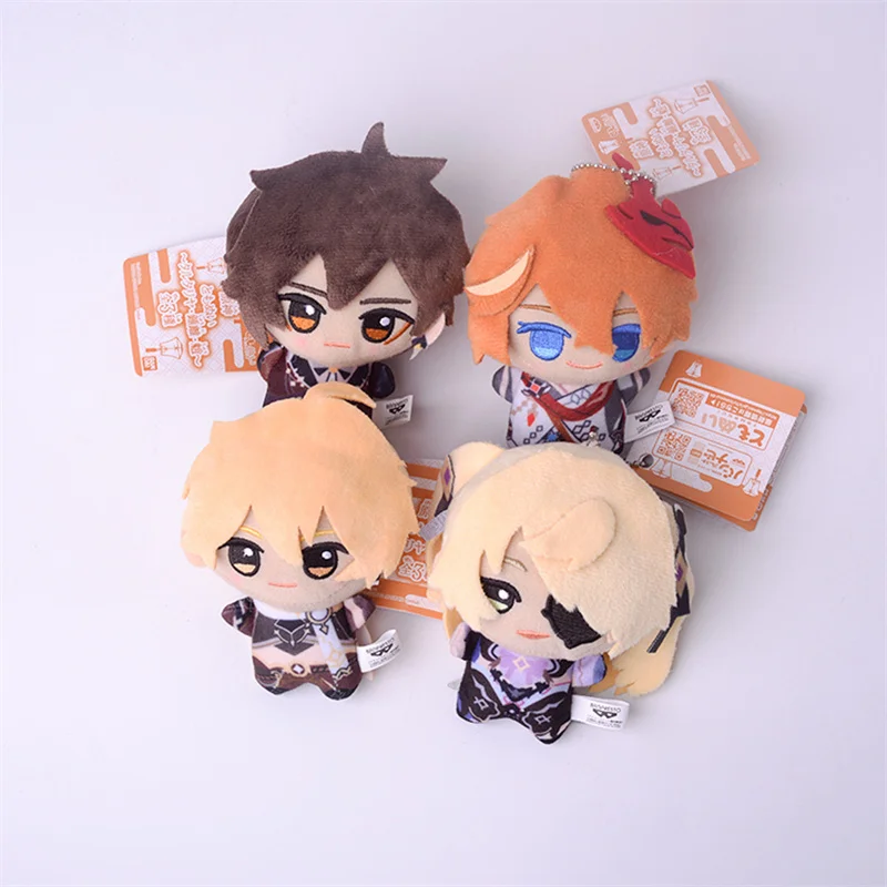 10CM Anime Game Genshin Impact Plush Pendant Toy Zhongli Aether RFischl Ajax Cartoon Cosplay Stuffed Plush Doll Decoration Gift