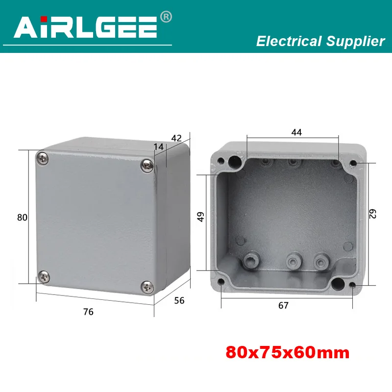 80 x 76 x 60mm Cast Aluminium Alloy Dustproof IP65 Sealed Electrical Junction Box