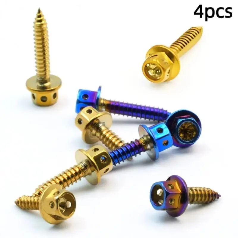 4Pcs Stainless Steel Titanium Plated Flange Self Tapping Screw M4 M5 External Hexagonal Screw L 15mm