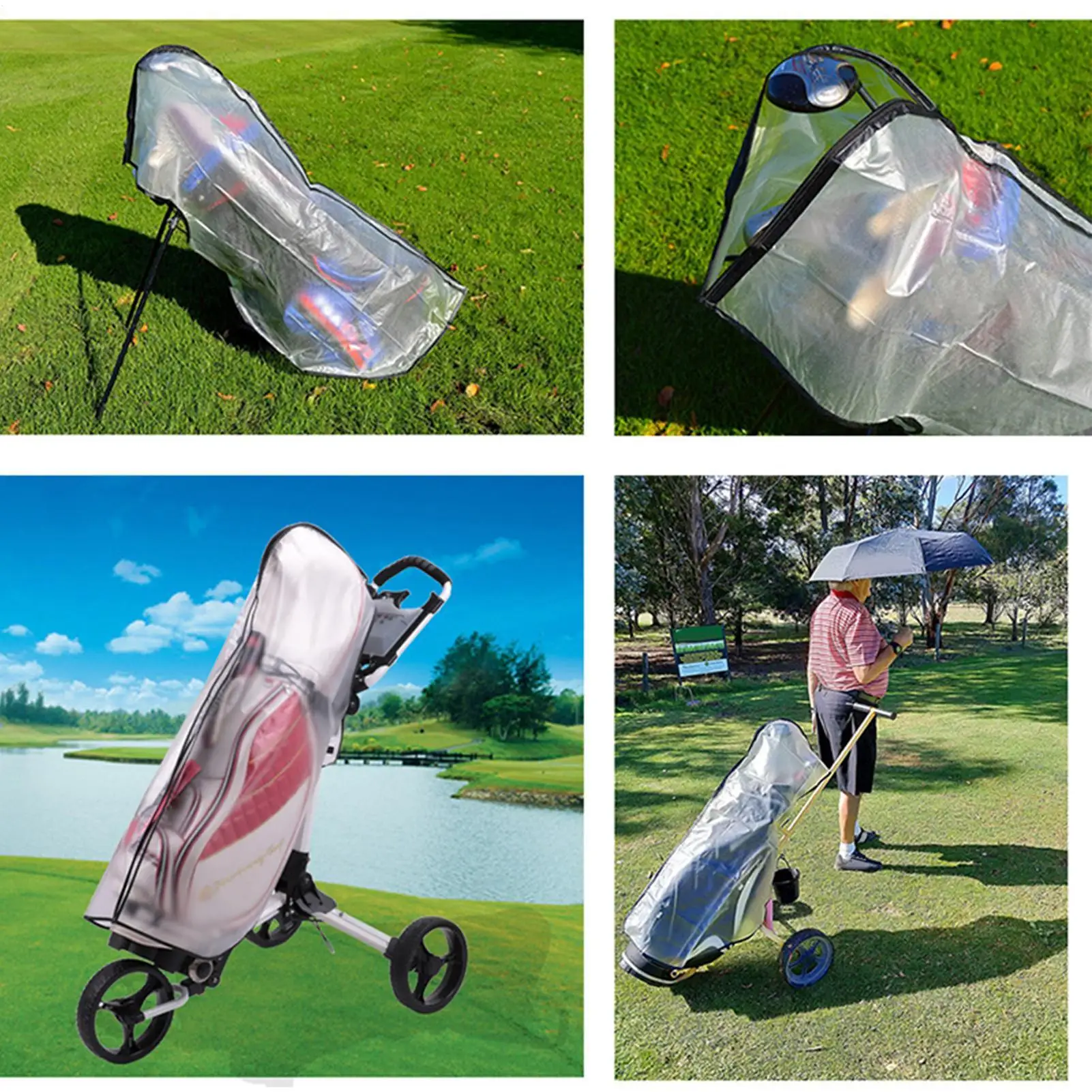 Golf Bag Covers For Rain Rainproof Push Cart Protector Hood Lightweight Golf Bag Cover For Course Outdoor Court Backyard Garden