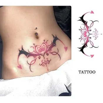 Faux Tatouage Temporaire Rose pour Femme, Totem Succube, Art Durable, Autocollant Sexy, Imperméable, Abdomen
