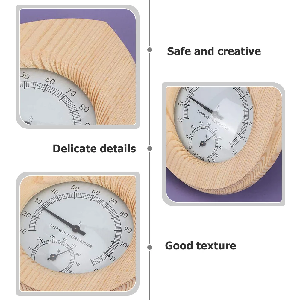 

1pc Sauna Hygrothermograph Temperature Humidity Gauge Indoor Thermometer Durable Wood Copper Abs For Sauna Room Greenhouse