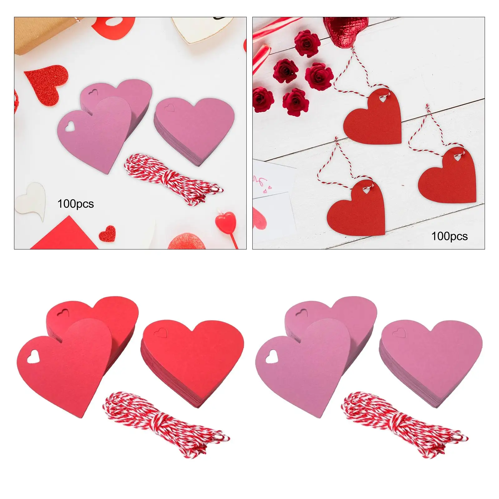 100 Pieces Valentines Day Heart Tags for Mother's Day Embellishment Wedding